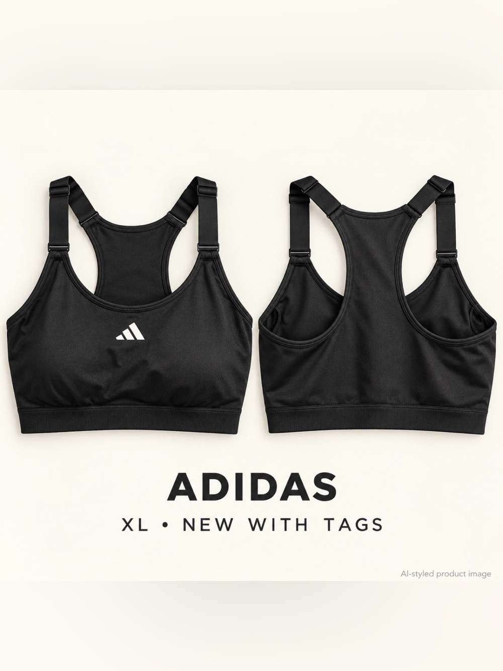 NWT Adidas Black Racerback Training Sports Bra – XL